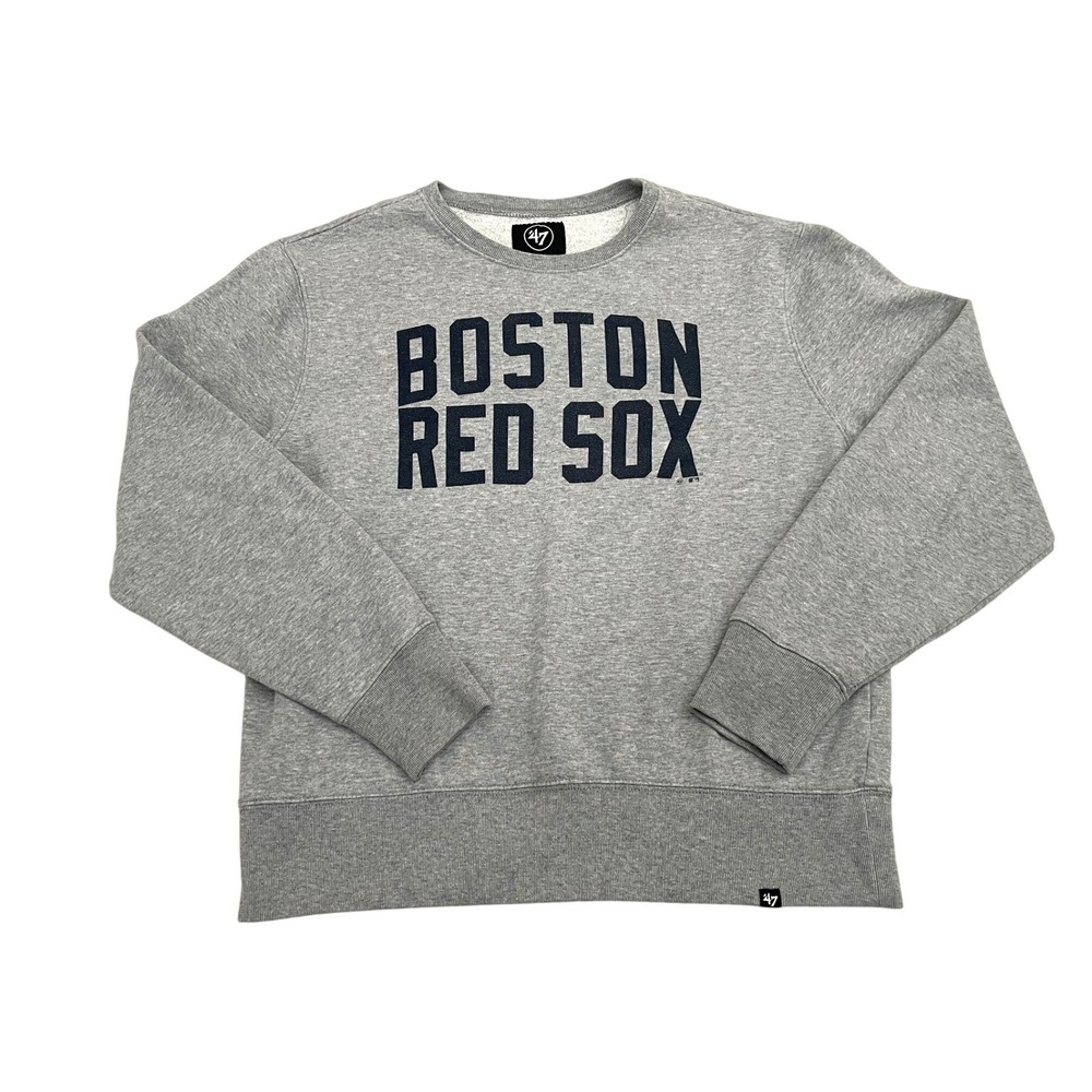 Boston Red Sox 47 Brand Crewneck Pullover Fleece Sweatshirt Mens Large Gray MLB